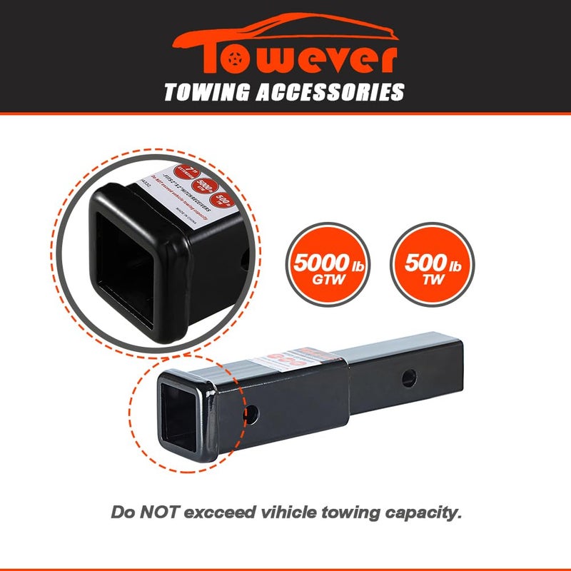 Towever 84332 Towever Trailer Hitch Extender 2 Inch Trailer Hitch Receiver Tube Extension, 7 inches Length, 3500 lbs. GTW - Image 5